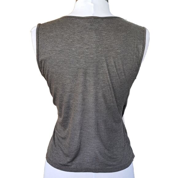 Max Mara Sleeveless Surplus V-neck Top Size Small Neutral Brown - Picture 3 of 8